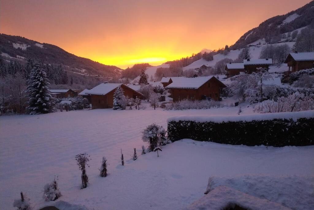 A4 Km De Megeve Tres Joli Studio Avec Jacuzzi ,Vue Sur Les Montagnes Au Calme Praz-sur-Arly Kültér fotó