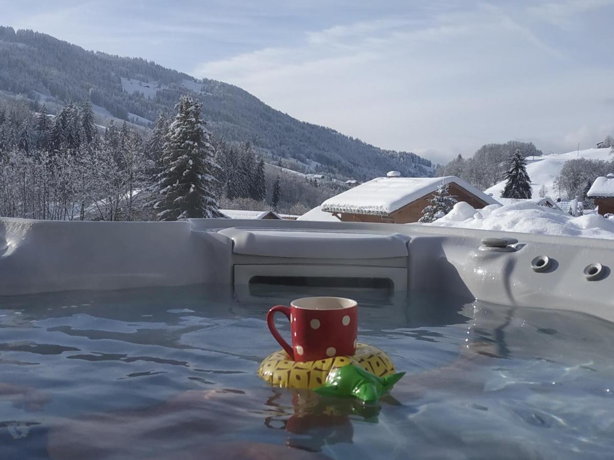 A4 Km De Megeve Tres Joli Studio Avec Jacuzzi ,Vue Sur Les Montagnes Au Calme Praz-sur-Arly Kültér fotó
